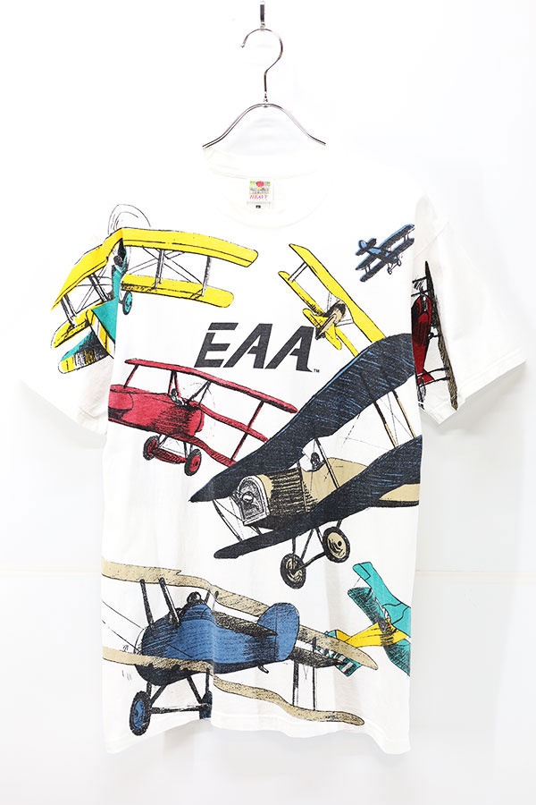Used 90s FRUIT OF THE LOOM Cessna Plane All Over Art Graphic T-Shirt Size L 
