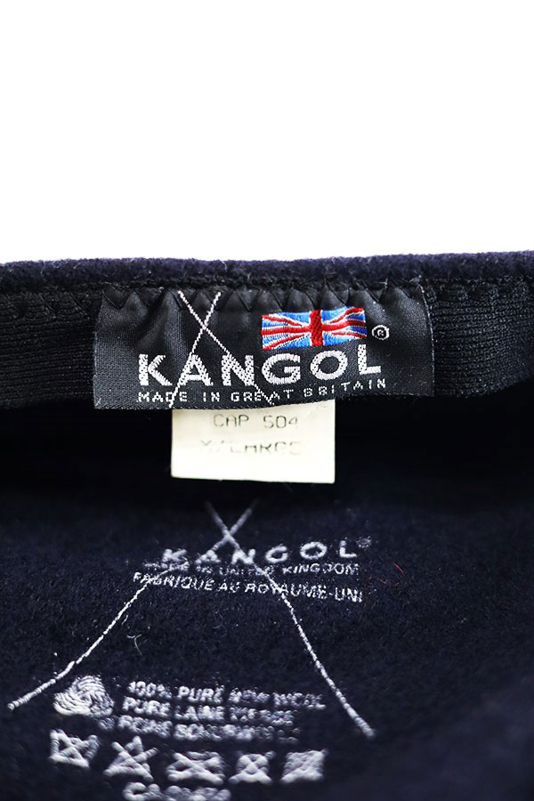 Used 90s ENGLAND KANGOL Dark Navy Pure Wool Hunting Cap Size XL 