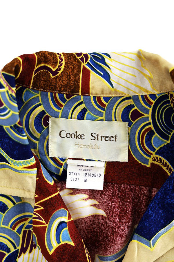 Used 70s USA Cooke Street  Japanese Graphic Aloha Shirt Size M 