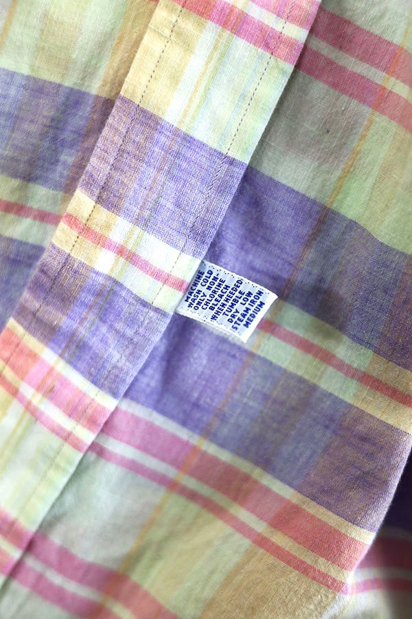 Used 90s Ralph Lauren Pale Tone Madras Check S/S Shirt Size L 