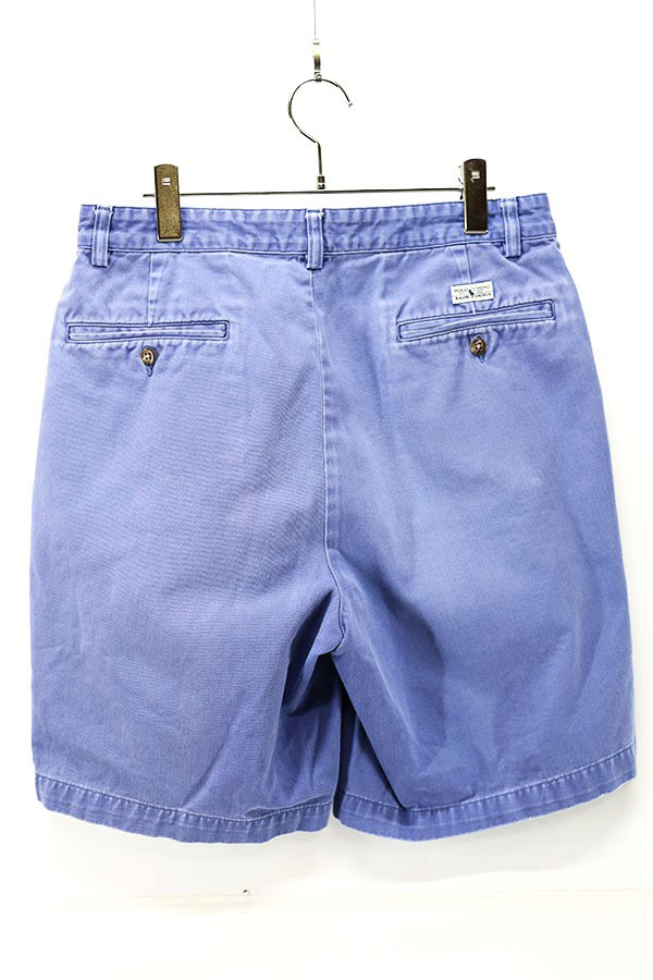 Used 90s POLO Ralph Lauren 2Tuck Blue Chino Short Pants Size W32 