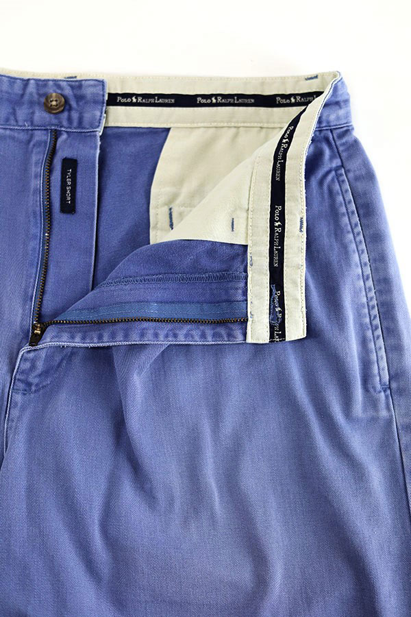 Used 90s POLO Ralph Lauren 2Tuck Blue Chino Short Pants Size W32 