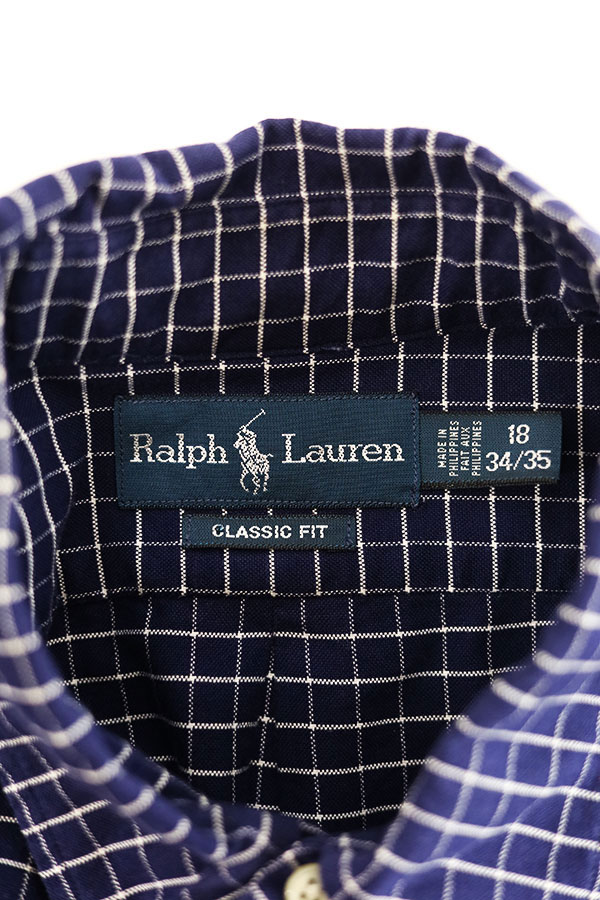Used 90s Ralph Lauren Navy Cotton BD Shirt Size XL  