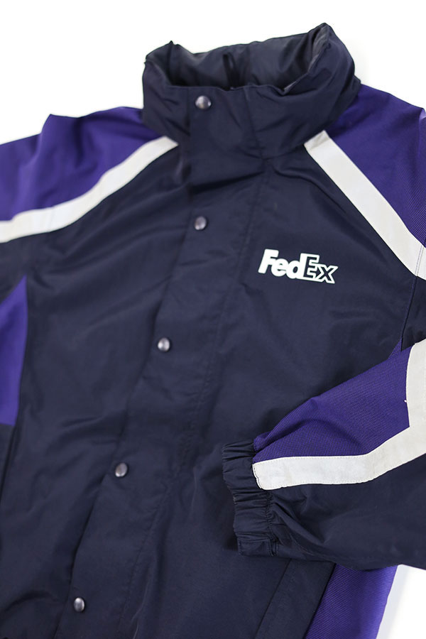 Used 00s FedeEX Reflector Design Hard Shell Nylon Blouson Jacket Size L 