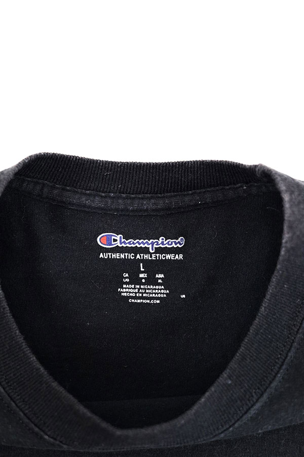 Used 00s Champion Black Solid T-Shirt Size L 