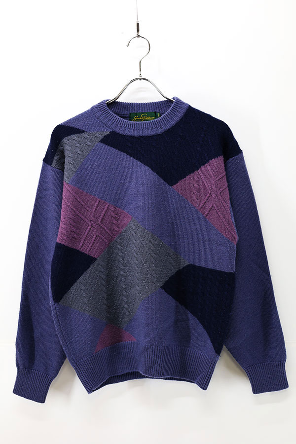 Used Womens 90s Lavender Geometric Pattern Wool Knit Size M 古着