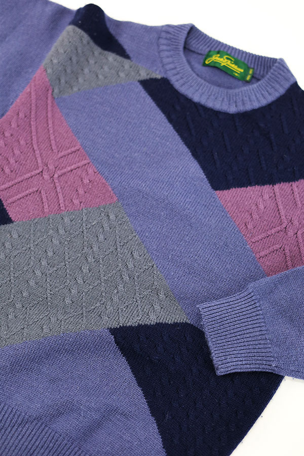 Used Womens 90s Lavender Geometric Pattern Wool Knit Size M 古着