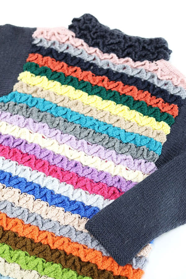 Used Womens 70s-80s Unknown Mock Neck Rainbow Stripe Knit Size L  