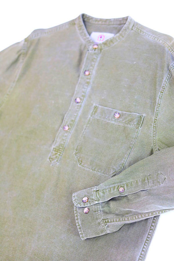 Used 90s THE TERRITORY AHEAD Silk Cotton Olive Pull Over Shirt Size S 