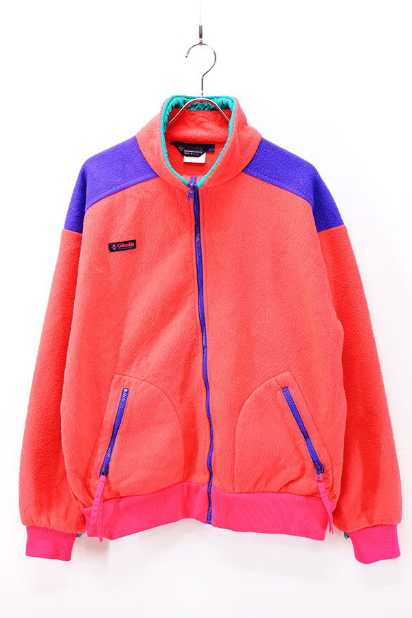 Used 80s USA Columbia Vivid Pink Fleece Jacket Size L 古着