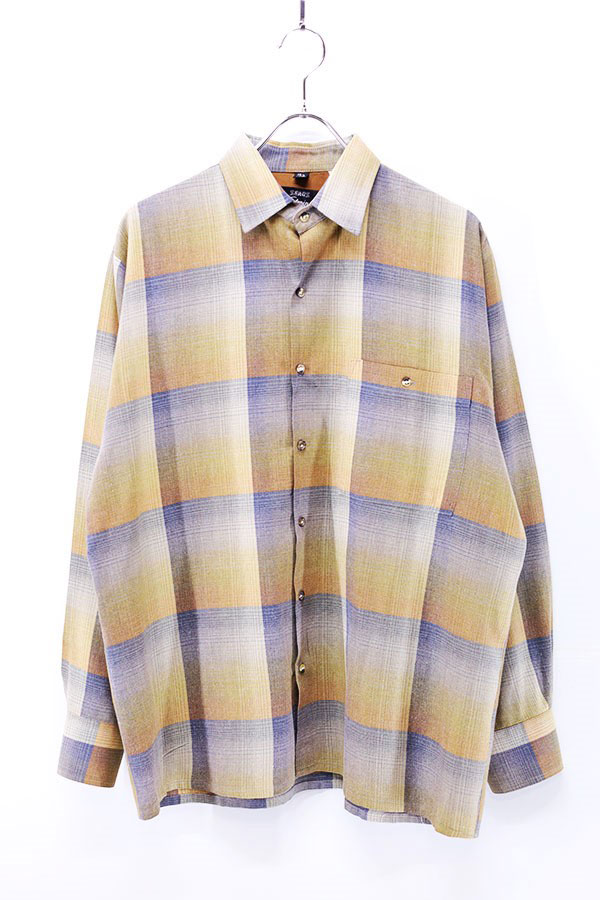 Used 80s Sears Ombre Check Box Shirt Size M 