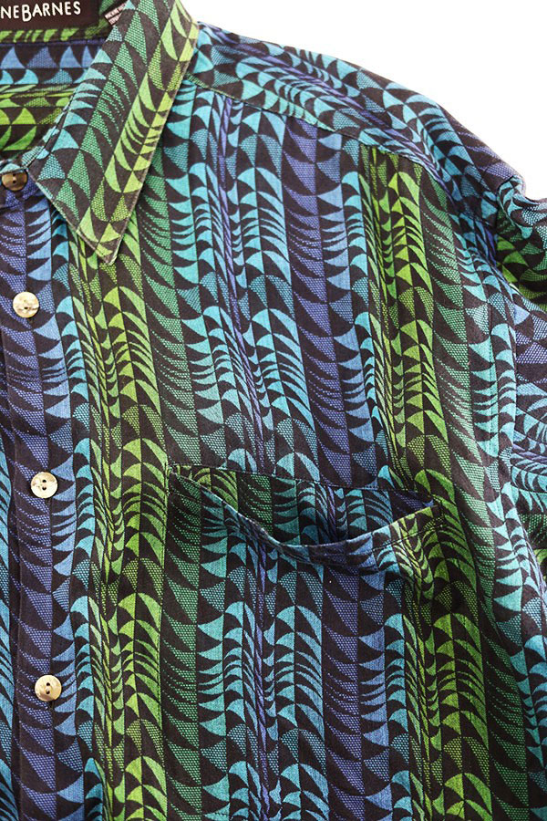 Used 90s JHANE BARNES Wave Graphic Design Shirt Size L 