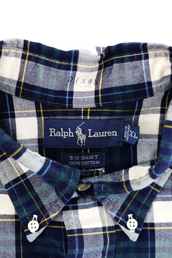 Used 90s Ralph Lauren BIG SHIRT Check BD Shirt Size XL 