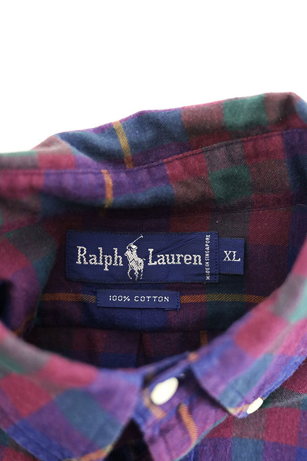 Used 90s Ralph Lauren Cotton Check BD Shirt Size XL 