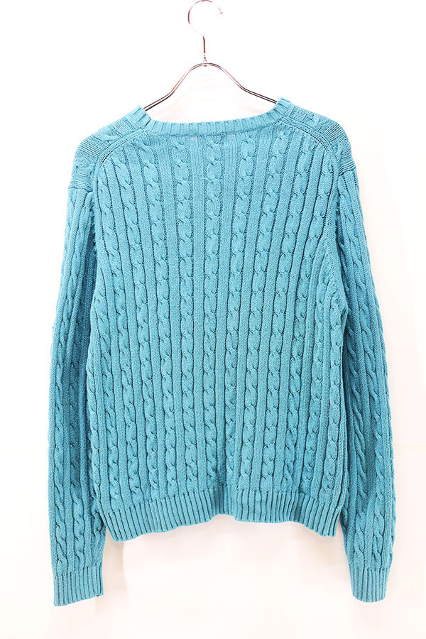 Used Womens 00s LL Bean Turquoise Cable Cotton Knit Size M  