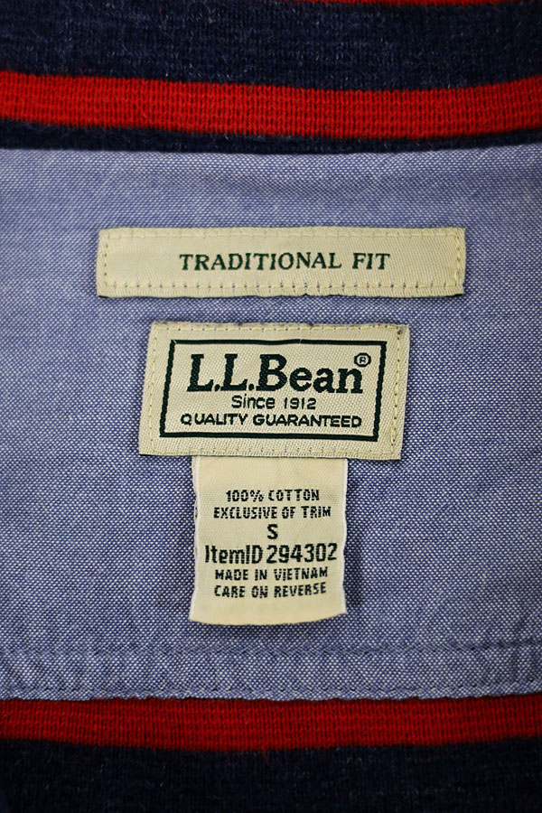 Used Womens 00s LL Bean Indigo BlueRed Half Zip Cotton Knit Size S 