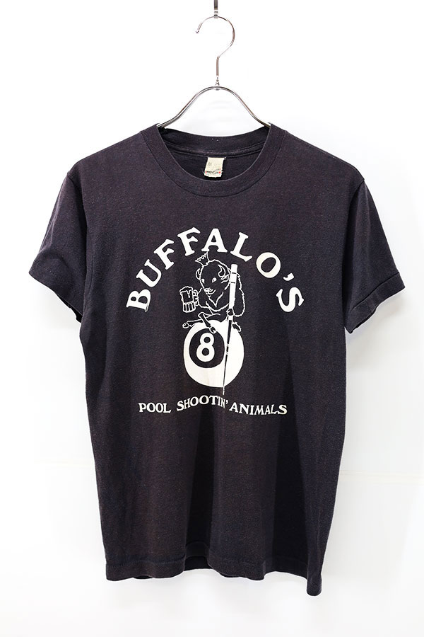 Used 80s USA NY BAFFALO 8 Ball Motel Graphic T-Shirt Size M 古着 - ear used  clothing