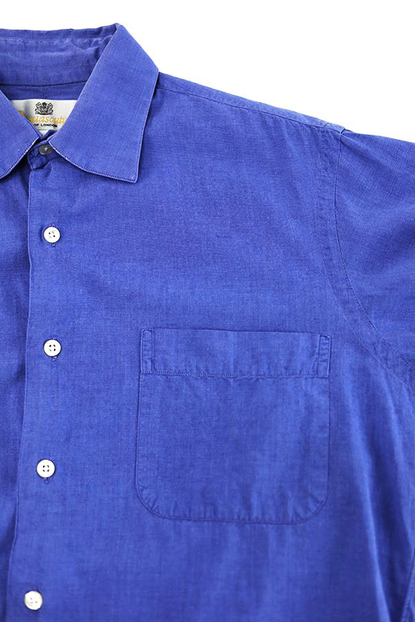 Used 90s Aquascutum Sax Blue Cotton Poplin Shirt Size S 
