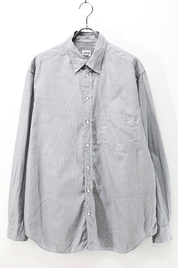 Used 00s ARMANI COLLEZIONI Pin Stripe Cotton Shirt Size L 