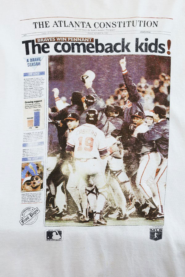 Used 90s USA MLB News Paper Photo Graphic T-Shirt Size XL 