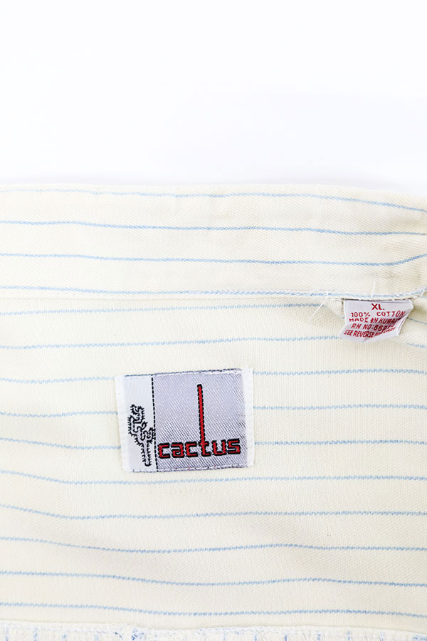 Used 90s cactus Gradation Stripes Band Collar Design Cotton ShirtSize XL 