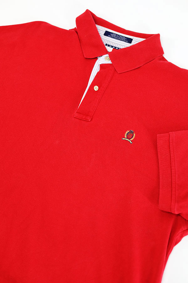 Used 90s Tommy Hilfiger Moss stitch Red Polo Shirts Size XL 