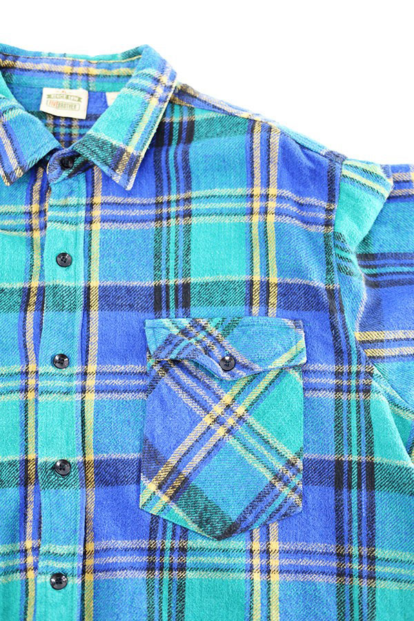 Used 90s-00s FIVE BROTHER Inside Out Fabric Heavy Nel Shirt Size XL 古着