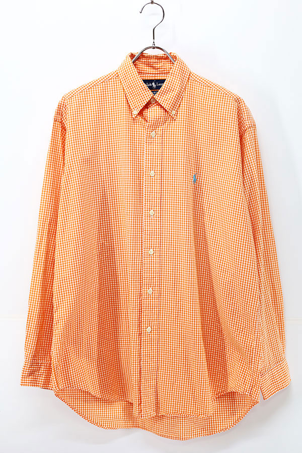 Used 90s Ralph Lauren Gingham Check Cotton BD Shirt Size M 