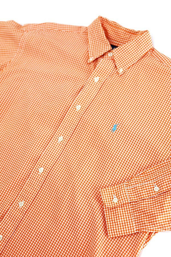 Used 90s Ralph Lauren Gingham Check Cotton BD Shirt Size M 