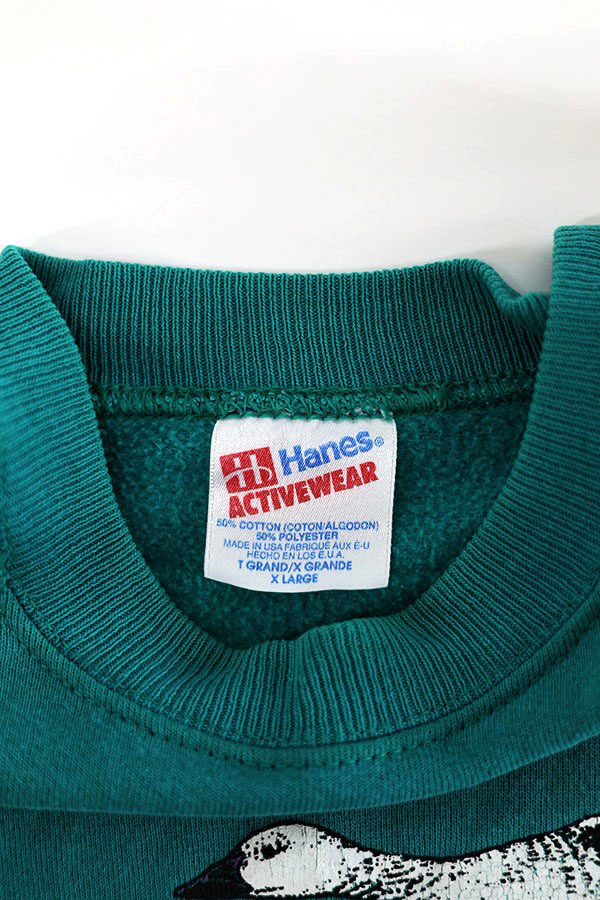 Used 90s USA HANES Torquoise Animal Graphic Sweat Size XL 