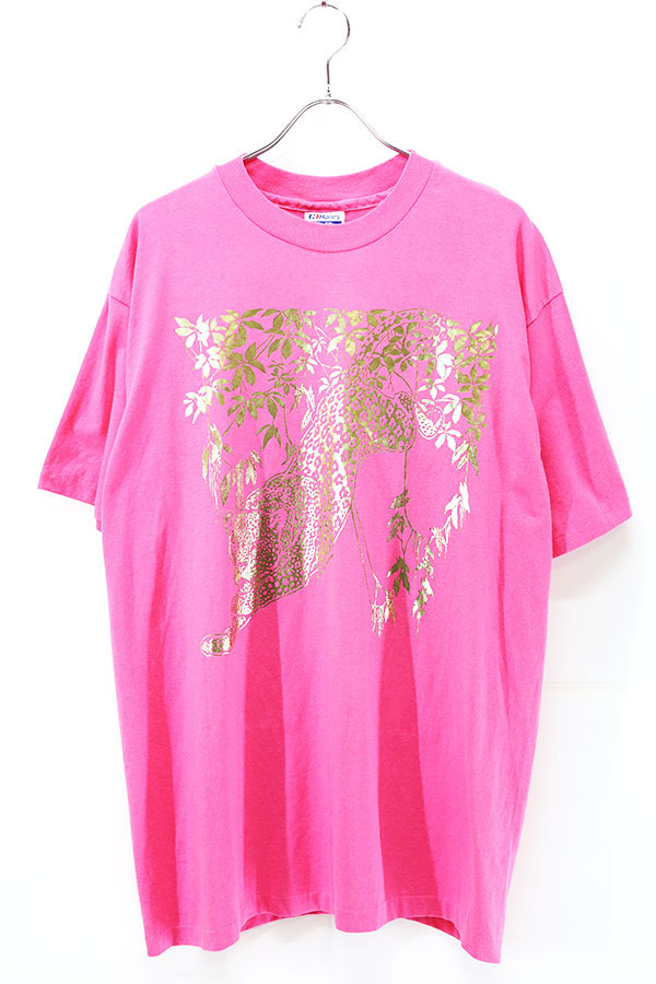 Used 90s USA HANES Leopard Animal Graphic T-Shirt Size XL 古着 - ear used  clothing