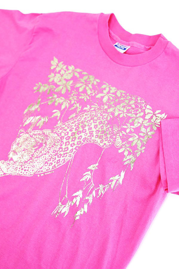 Used 90s USA HANES Leopard Animal Graphic T-Shirt Size XL 