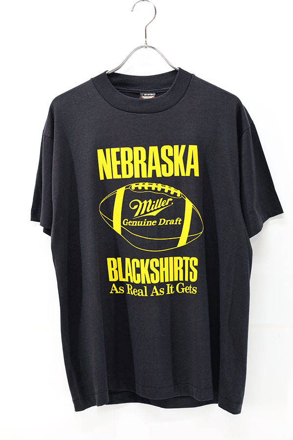 Used 80s-90s USA Miller BlackYellow Football Graphic T-Shirt Size L 