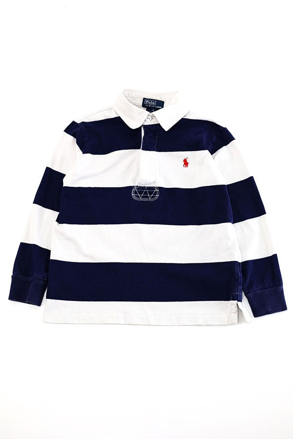Used Kids 00s POLO by Ralph Lauren 2Tone Stripes Rugby Shirt Size 5 