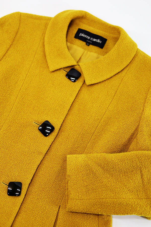 Used Womens 80s-90s Pierre cardin Yellow Wool Jacket Size M  