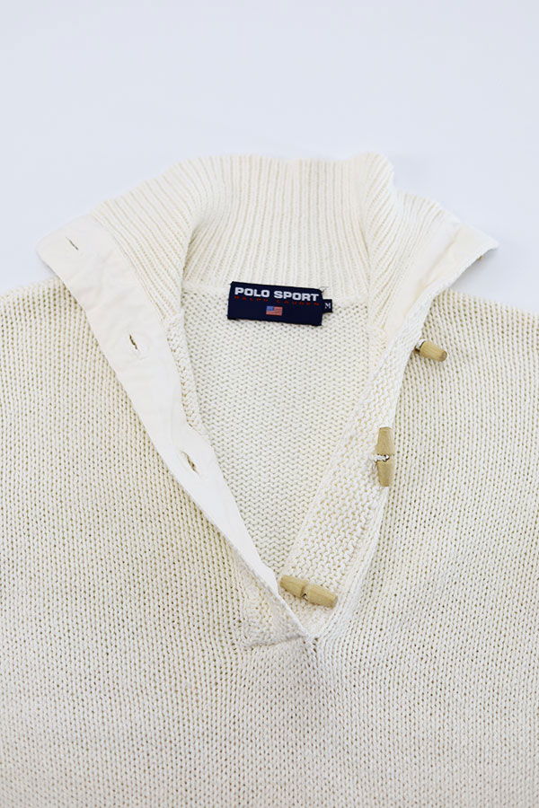 Used Womens 90s POLO SPORT Ralph Lauren White Design Knit Size M 