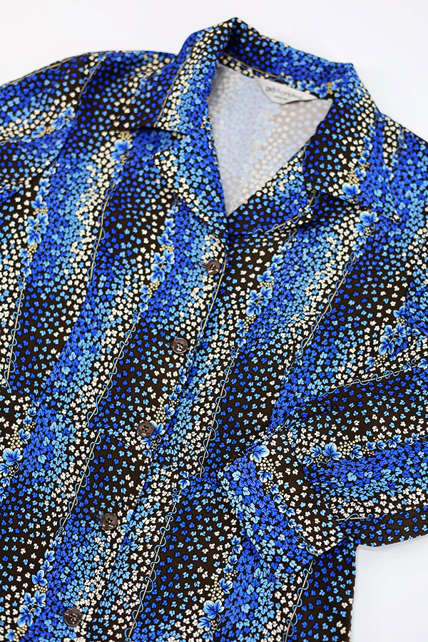 Used 70s-80s Floret Stripe pattern Middle Dress Size L  