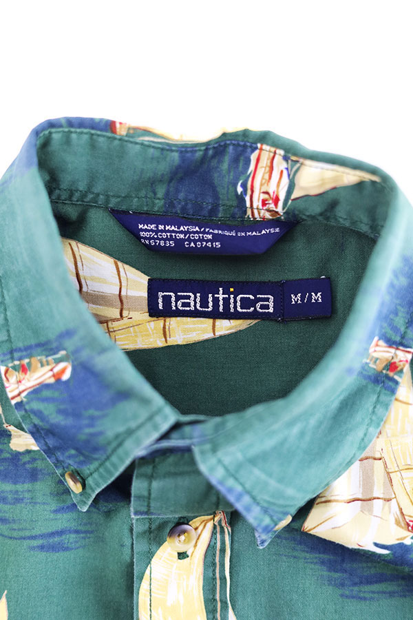 Used 90s NAUTICA Yacht All Over Graphic BD Shirt Size M 