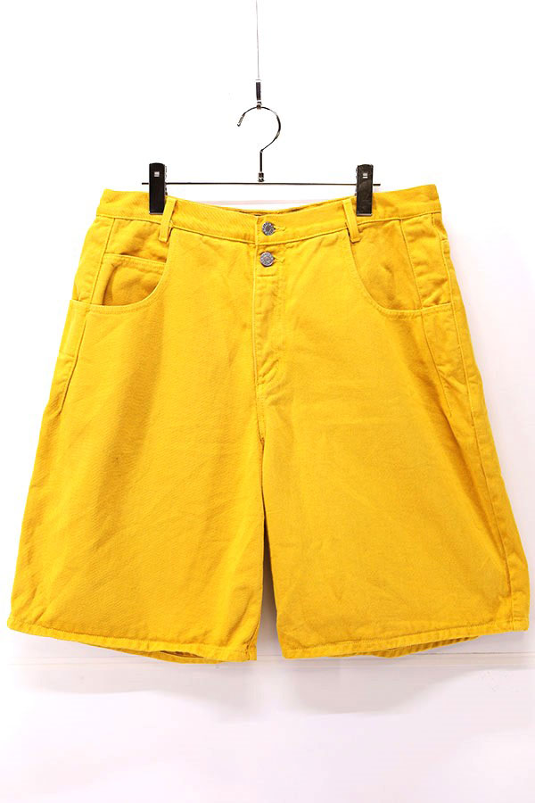 Used 90s GUESS Yellow Color Denim Baggy Short Pants Size W35 