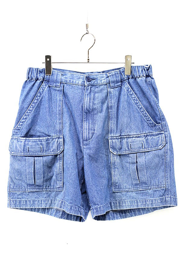 Used 00s SAVANE Blue Denim Gimmick Pocket Short Pants Size W33- 
