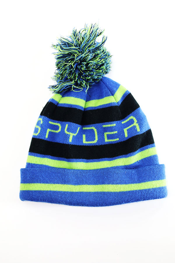 Used 00s SPYDER Blue Knit Beanie Cap Size Free 
