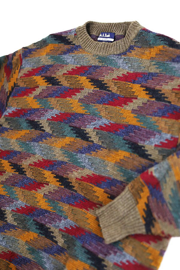 Used 90s Jos A Bank Multi Color Gradation design Wool Knit Size M 