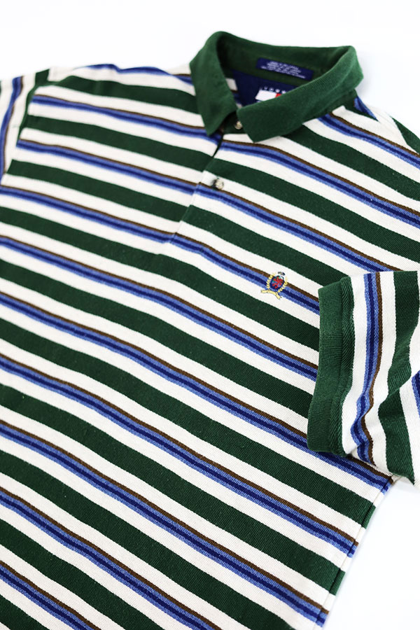 Used 90s Tommy Hilfiger Border Stripe Polo-Shirt Size XL 