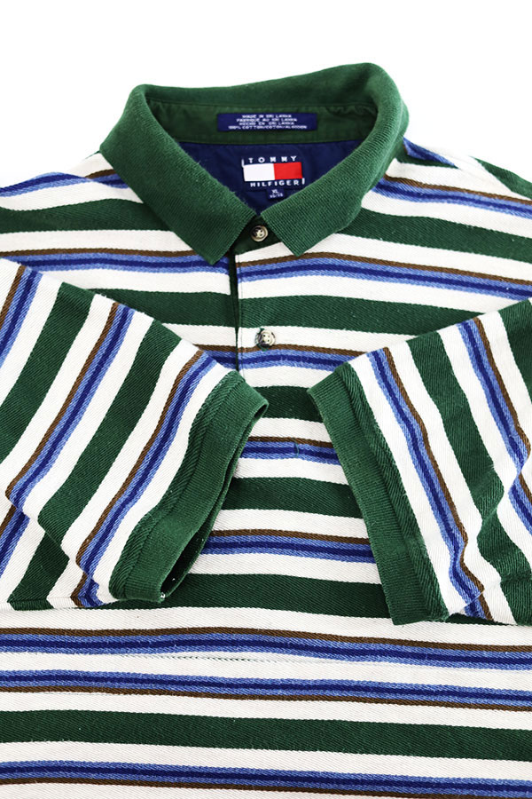 Used 90s Tommy Hilfiger Border Stripe Polo-Shirt Size XL 