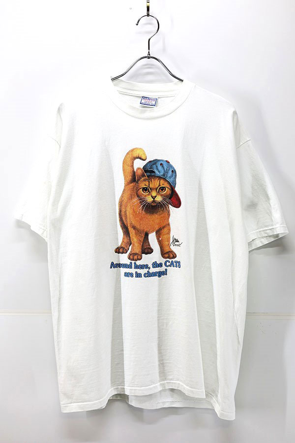 Used 90s USA ALL SPORT Cat Animal Graphic T-Shirt Size XL 