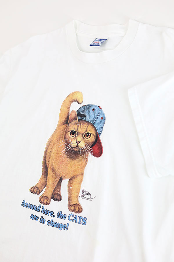 Used 90s USA ALL SPORT Cat Animal Graphic T-Shirt Size XL 