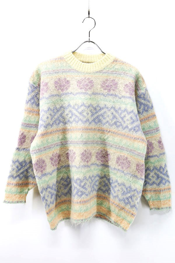 Used Womens ICELAND 80s-90s Pale Tone Mohair Mix Wool Knit Size XL  