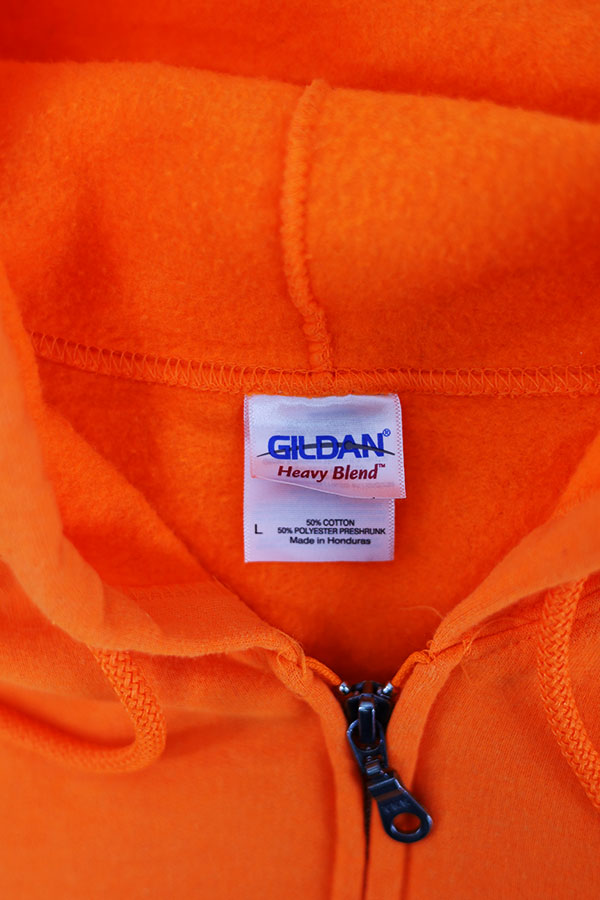 Used 00s GILDAN Optic Orange Sweat Zip Parka Size L 