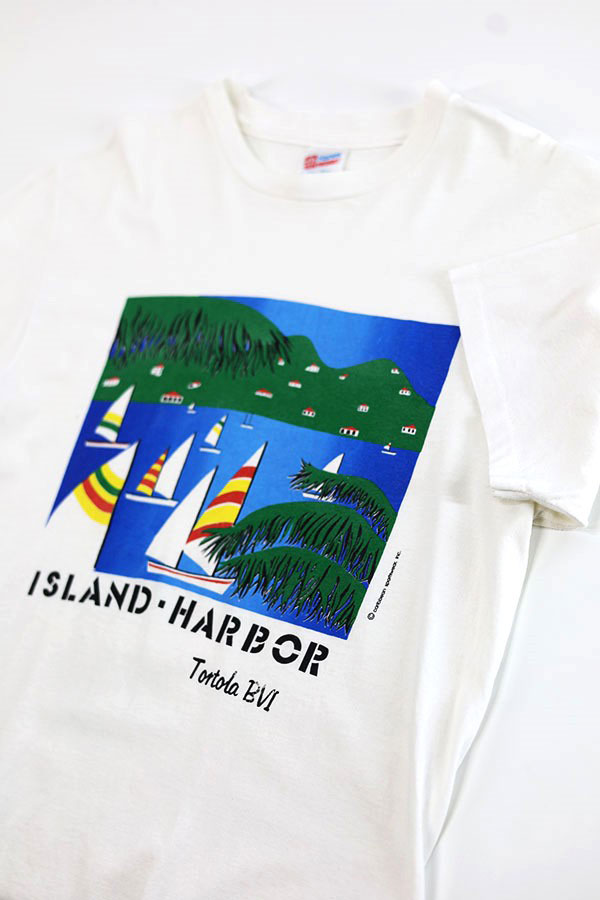 Used 90s USA HANES ISLAND Art Graphic T-Shirt Size L 