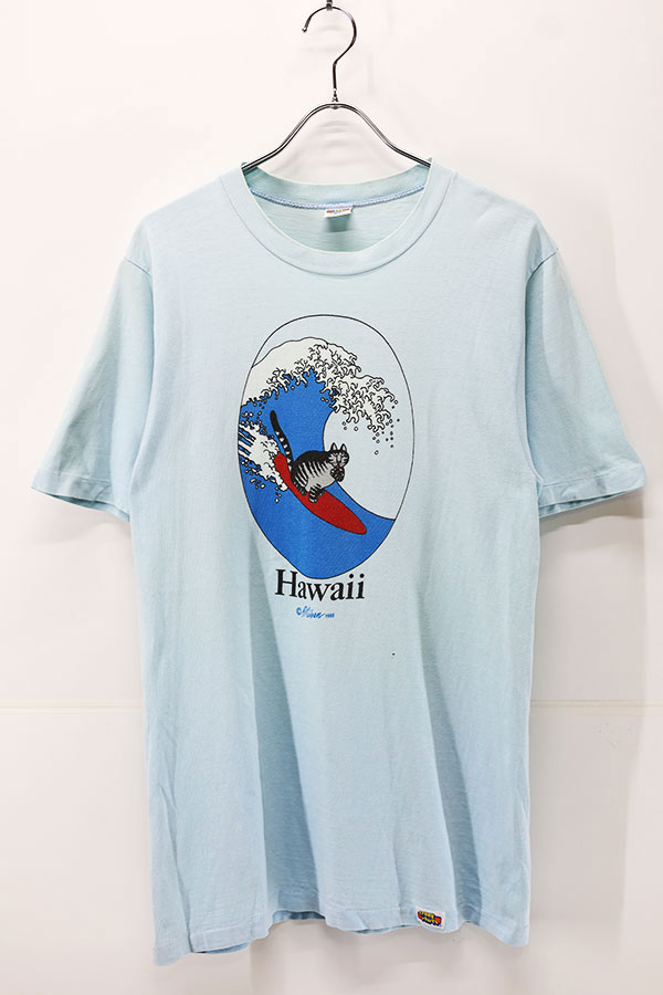 Used 90s USA CRAZY SHIRT Kliban Cat Surf Graphic T-Shirt Size M 